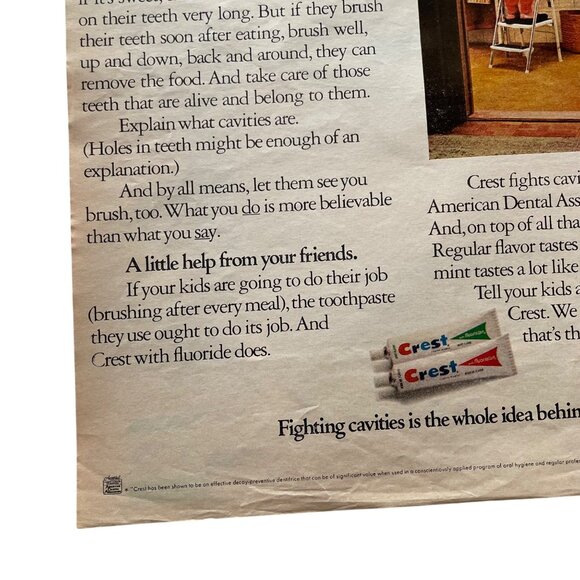 1971 Crest Toothpaste Full Page u Vintage Print Ad Boy Brushing Teeth Parents Wa - Picture 4 of 4